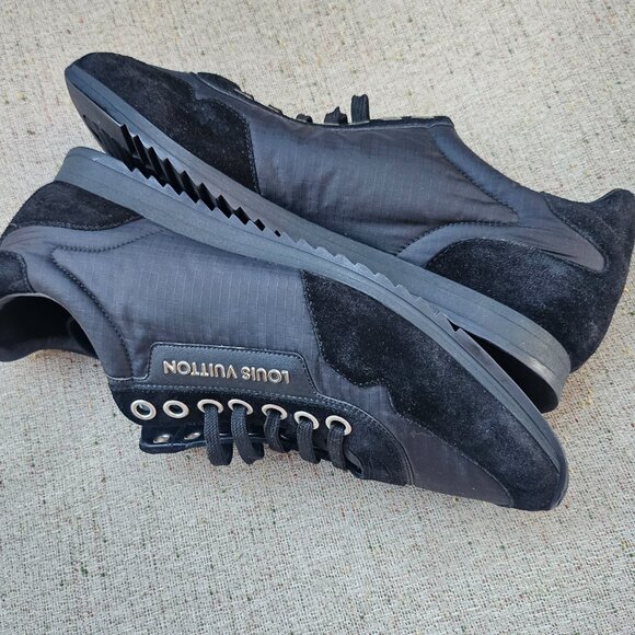 Louis Vuitton Men Sneaker Lace Up Shoes Black Suede/Fabric Upper Made in Italy 8 - Picture 6 of 12
